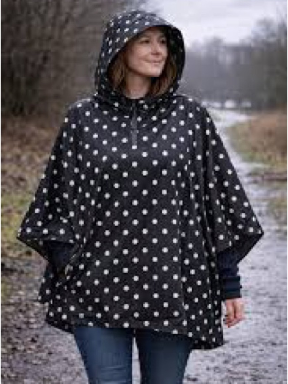 Black & White Rain Polka Dot Cape